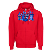 Red Colon Cancer coffee cups blue ribbon Zipper Hoodie - NancyCooperArtShop