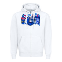 White Colon Cancer coffee cups blue ribbon Zipper Hoodie - NancyCooperArtShop