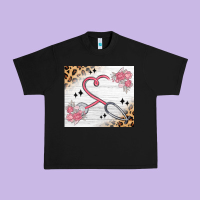 Customized Leopard Floral Nurse Urban Heavy Tee Designed By Maliassmallbusiness