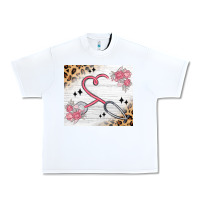 White customized leopard floral nurse Urban Heavy Tee - MaliasSmallBusiness