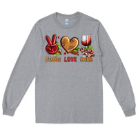 Heather Grey Peace Love Wine Long Sleeve Tee - BundleAndBundleShop