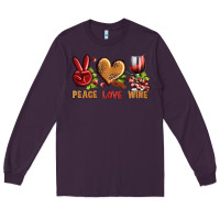 Plum Peace Love Wine Long Sleeve Tee - BundleAndBundleShop