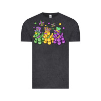 Vintage Black mardi gras bead dogs Vintage Tee - MaliasSmallBusiness