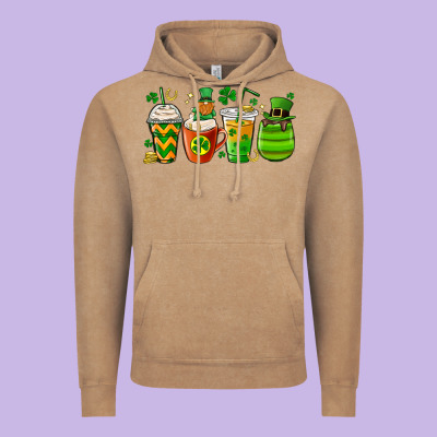 St. Patricks Day Coffee Cups Vintage Hoodie Designed By Maliassmallbusiness