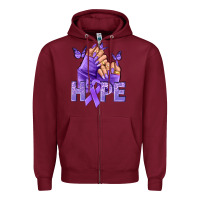 Burgundy Hope lavender ribbon all cancers Zipper Hoodie - NancyCooperArtShop