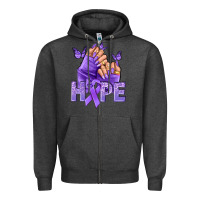 Charcoal Heather Hope lavender ribbon all cancers Zipper Hoodie - NancyCooperArtShop