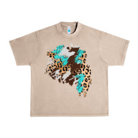 French Oak cowhide leopard turquoise patch Urban Heavy Tee - AdoDesignShop