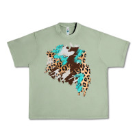 Oil Green cowhide leopard turquoise patch Urban Heavy Tee - AdoDesignShop