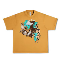 Peanut Butter cowhide leopard turquoise patch Urban Heavy Tee - AdoDesignShop