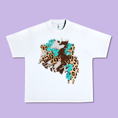 Cowhide Leopard Turquoise Patch Urban Heavy Tee Designed By Adodesignshop