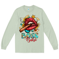 Matcha Western Boss Babe Cigar Lip Long Sleeve Tee - BundleAndBundleShop