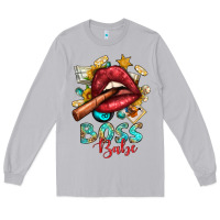Moon Dust Western Boss Babe Cigar Lip Long Sleeve Tee - BundleAndBundleShop