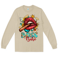 Mushroom Western Boss Babe Cigar Lip Long Sleeve Tee - BundleAndBundleShop