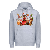 Heather Grey christmas reindeer coffee Premium Hoodie - CowGirlArtShop