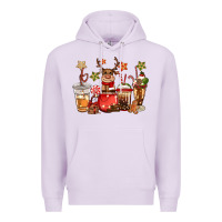 Lilac christmas reindeer coffee Premium Hoodie - CowGirlArtShop