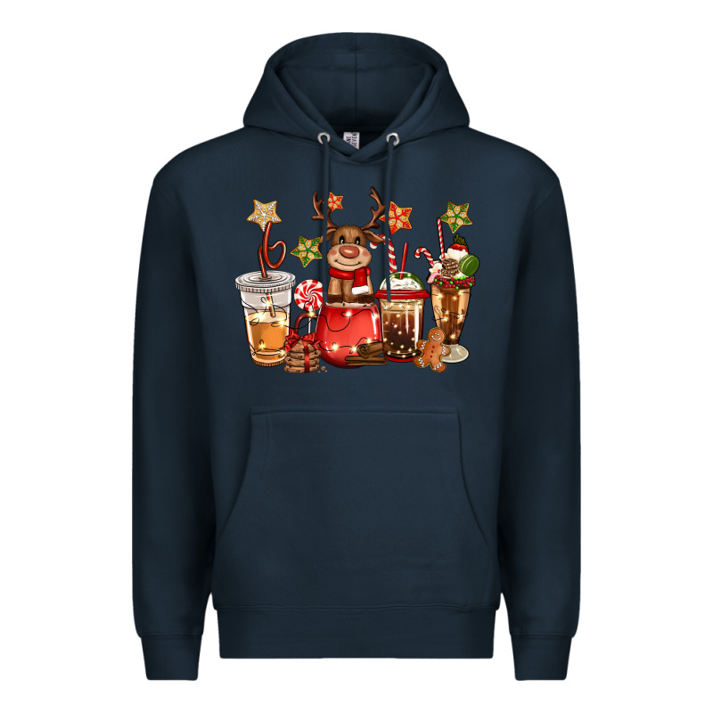 Christmas Reindeer Coffee Premium Hoodie by CowGirlArtShop | Teevron