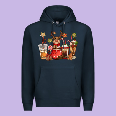 Christmas Reindeer Coffee Premium Hoodie Designed By Cowgirlartshop