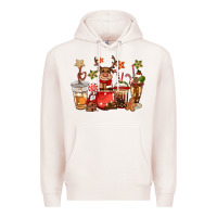 Pale Pink christmas reindeer coffee Premium Hoodie - CowGirlArtShop