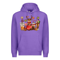 Purple christmas reindeer coffee Premium Hoodie - CowGirlArtShop