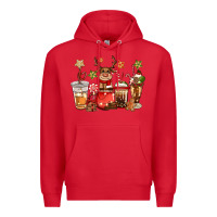 Red christmas reindeer coffee Premium Hoodie - CowGirlArtShop