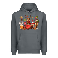 Rock christmas reindeer coffee Premium Hoodie - CowGirlArtShop