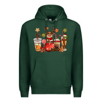 Sports Green christmas reindeer coffee Premium Hoodie - CowGirlArtShop