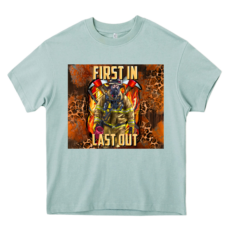 First In Last Out Firefighter Heavy Core Tee by AdoDesignShop | Teevron
