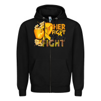 Black Her fight is our fight Childhood Cancer yellow Zipper Hoodie - NancyCooperArtShop