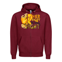 Burgundy Her fight is our fight Childhood Cancer yellow Zipper Hoodie - NancyCooperArtShop