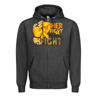 Charcoal Heather Her fight is our fight Childhood Cancer yellow Zipper Hoodie - NancyCooperArtShop