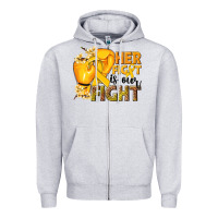 Her Fight Is Our Fight Childhood Cancer Yellow Zipper Hoodie | Teevron