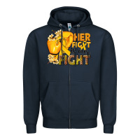 Navy Her fight is our fight Childhood Cancer yellow Zipper Hoodie - NancyCooperArtShop