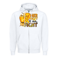 White Her fight is our fight Childhood Cancer yellow Zipper Hoodie - NancyCooperArtShop