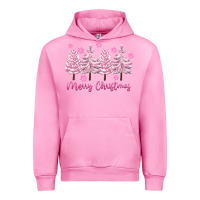 Fuchsia Pink Merry Christmas Trees Urban Hoodie - FaDigitalArtStudio