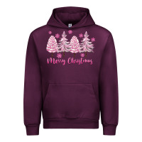 Mauve Wine Merry Christmas Trees Urban Hoodie - FaDigitalArtStudio