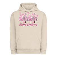 Pigment French Oak Merry Christmas Trees Urban Hoodie - FaDigitalArtStudio