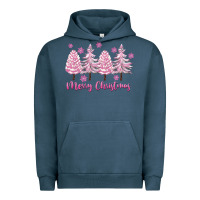 Pigment Midnight Navy Merry Christmas Trees Urban Hoodie - FaDigitalArtStudio