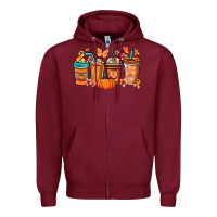 Burgundy Kidney Cancer coffee cups orange ribbon Zipper Hoodie - NancyCooperArtShop