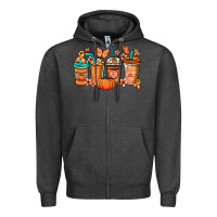 Charcoal Heather Kidney Cancer coffee cups orange ribbon Zipper Hoodie - NancyCooperArtShop