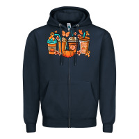 Navy Kidney Cancer coffee cups orange ribbon Zipper Hoodie - NancyCooperArtShop