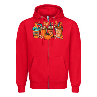 Red Kidney Cancer coffee cups orange ribbon Zipper Hoodie - NancyCooperArtShop