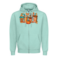 Seafoam Kidney Cancer coffee cups orange ribbon Zipper Hoodie - NancyCooperArtShop