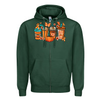Sports Green Kidney Cancer coffee cups orange ribbon Zipper Hoodie - NancyCooperArtShop