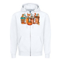 White Kidney Cancer coffee cups orange ribbon Zipper Hoodie - NancyCooperArtShop