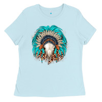 Bull Skull Indian Headdress Ladies Tee | Teevron