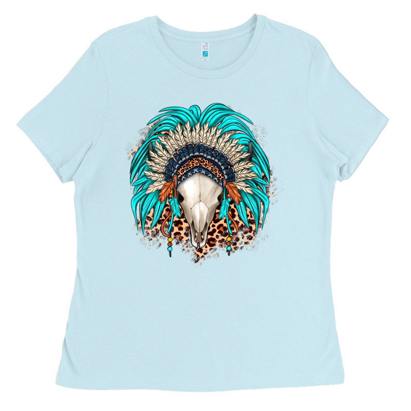 Bull Skull Indian Headdress Ladies Tee by JahusDesignShop | Teevron