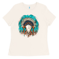 Bone bull skull indian headdress Ladies Tee - JahusDesignShop