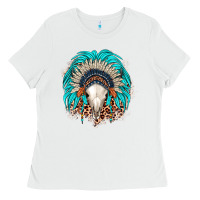 White bull skull indian headdress Ladies Tee - JahusDesignShop