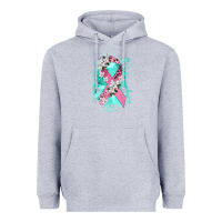 Heather Grey cancer ribbon Heavyweight Hoodie - CowGirlArtShop