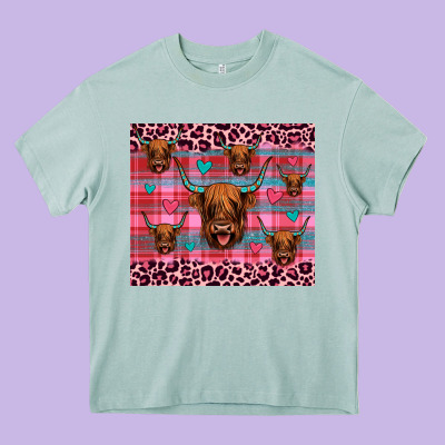 Highland Cow Valentines Heavy Core Tee Designed By Jahusdesignshop